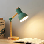 Creative Nordic Table Lamp Wooden Art LED Turn Head Simple Bedside Desk Light