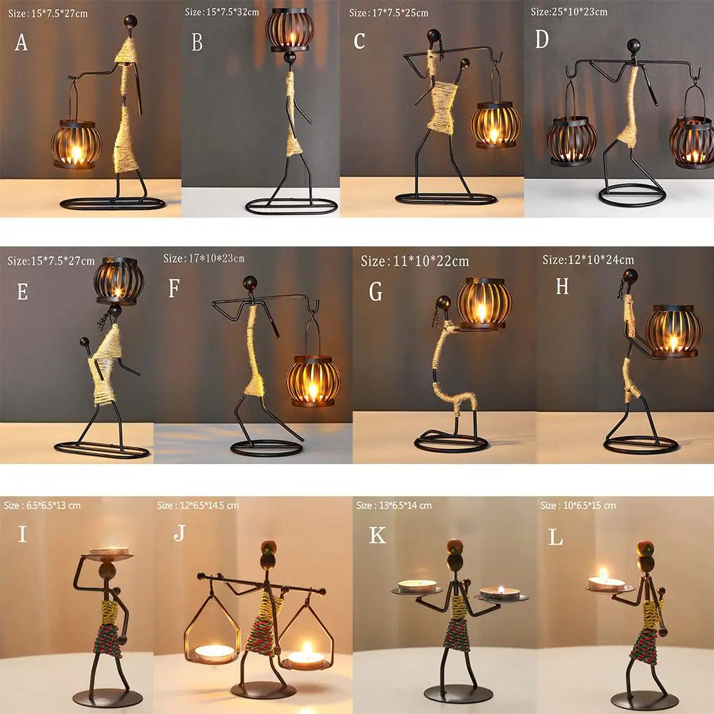 Nordic Metal Candlestick Abstract Character Sculpture