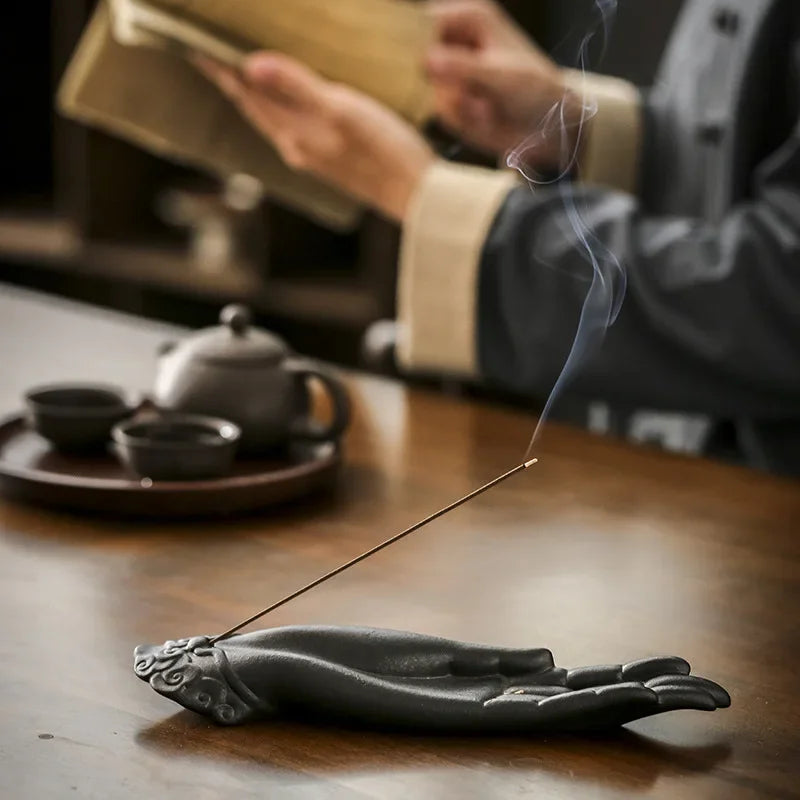 Ceramics Buddha Hand Shape Incense Burner