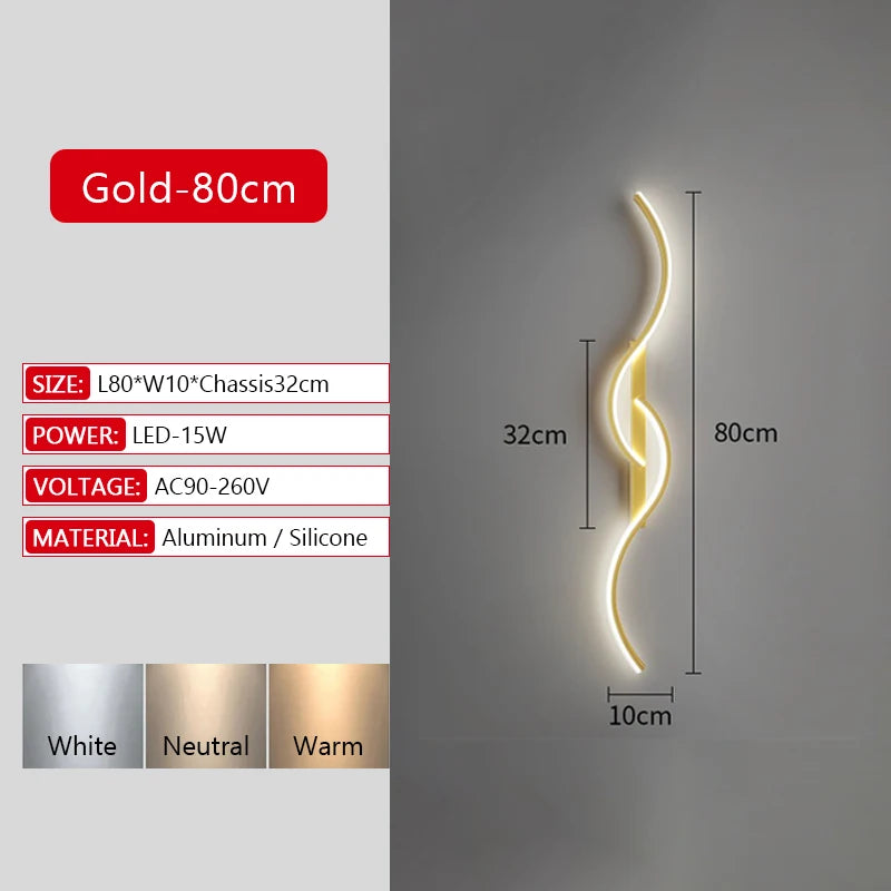 Long Strip LED Wall Lamp Modern Remote Control Dimming Living Roomdecor Wall Lamp