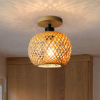 Retro Led Bamboo Woven Ceiling Lamp