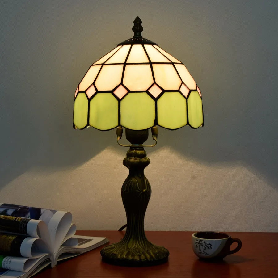 European Style Table Lamp Stained Glass Reading Light
