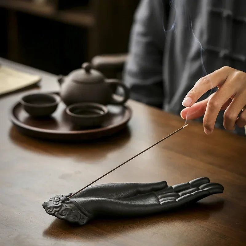 Ceramics Buddha Hand Shape Incense Burner