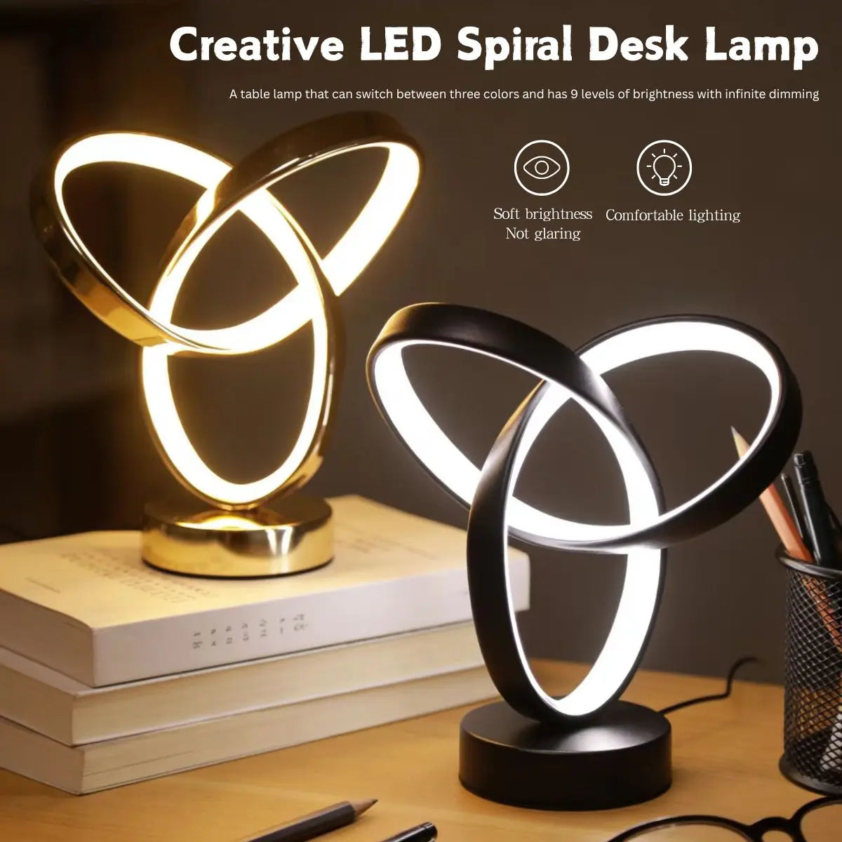 USB Creative Modern Art Desk Lamp Tri color Lighting