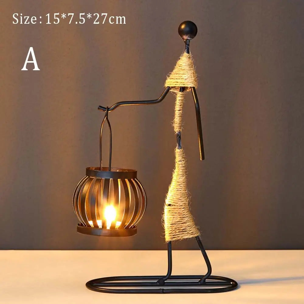 Nordic Metal Candlestick Abstract Character Sculpture