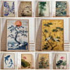 Japanese Red Sun and Pine Tree Print