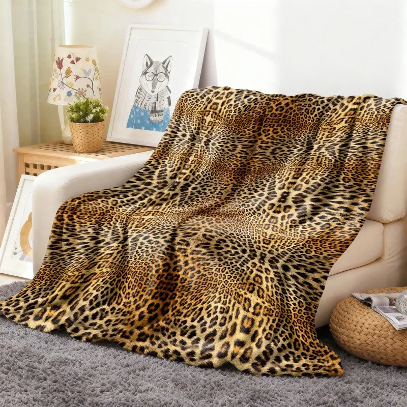Throw Leopard pattern arts Cow skin pattern Flannel Blanket