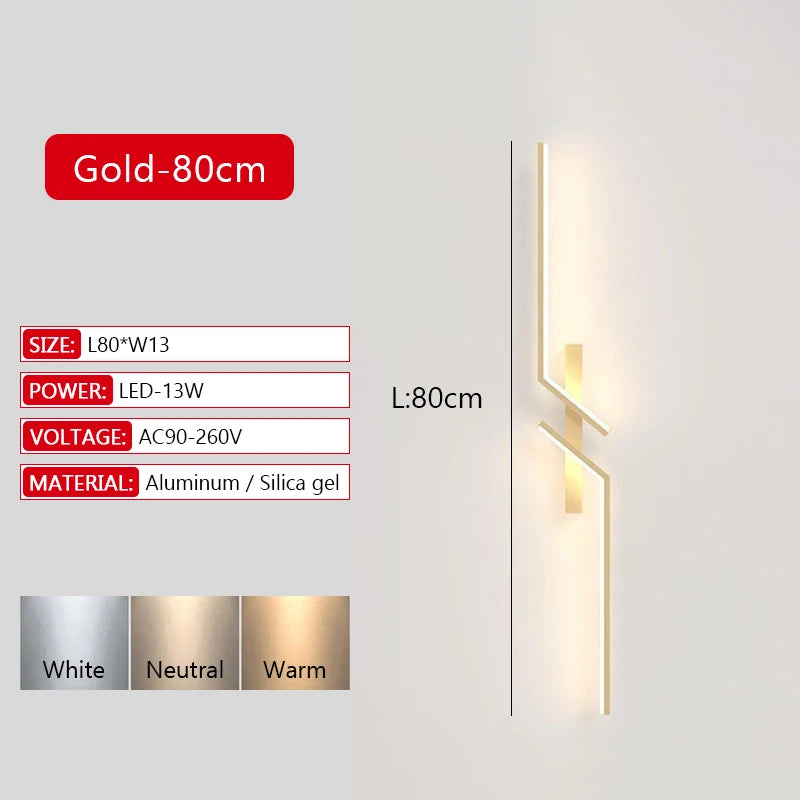 Long Strip LED Wall Lamp Modern Remote Control Dimming Living Roomdecor Wall Lamp