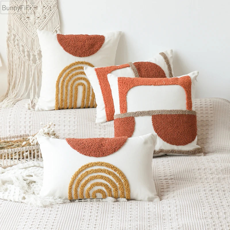 Circle Burnt Half Orange Pillow Cover