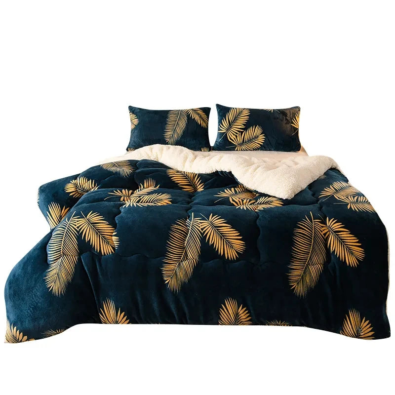 Winter Bedding Thick Quilt Blanket Thickened Warm Flannel Fleece Duvet Blanket