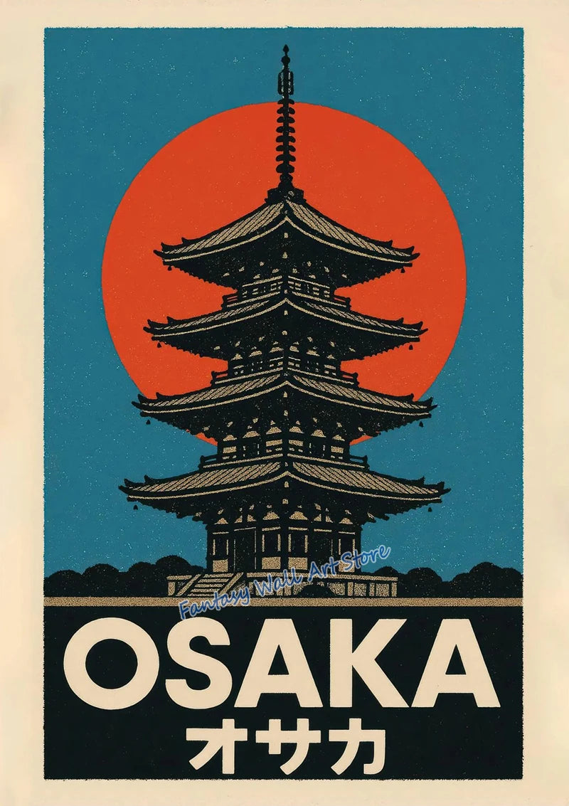 Japan Traveling Vintage Art Osaka Tokyo Fuji Blossom Yoshino Japanese Zen Poster