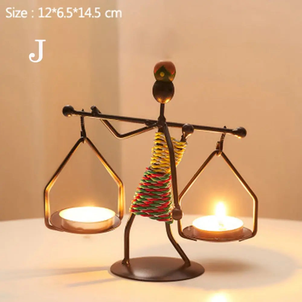 Nordic Metal Candlestick Abstract Character Sculpture