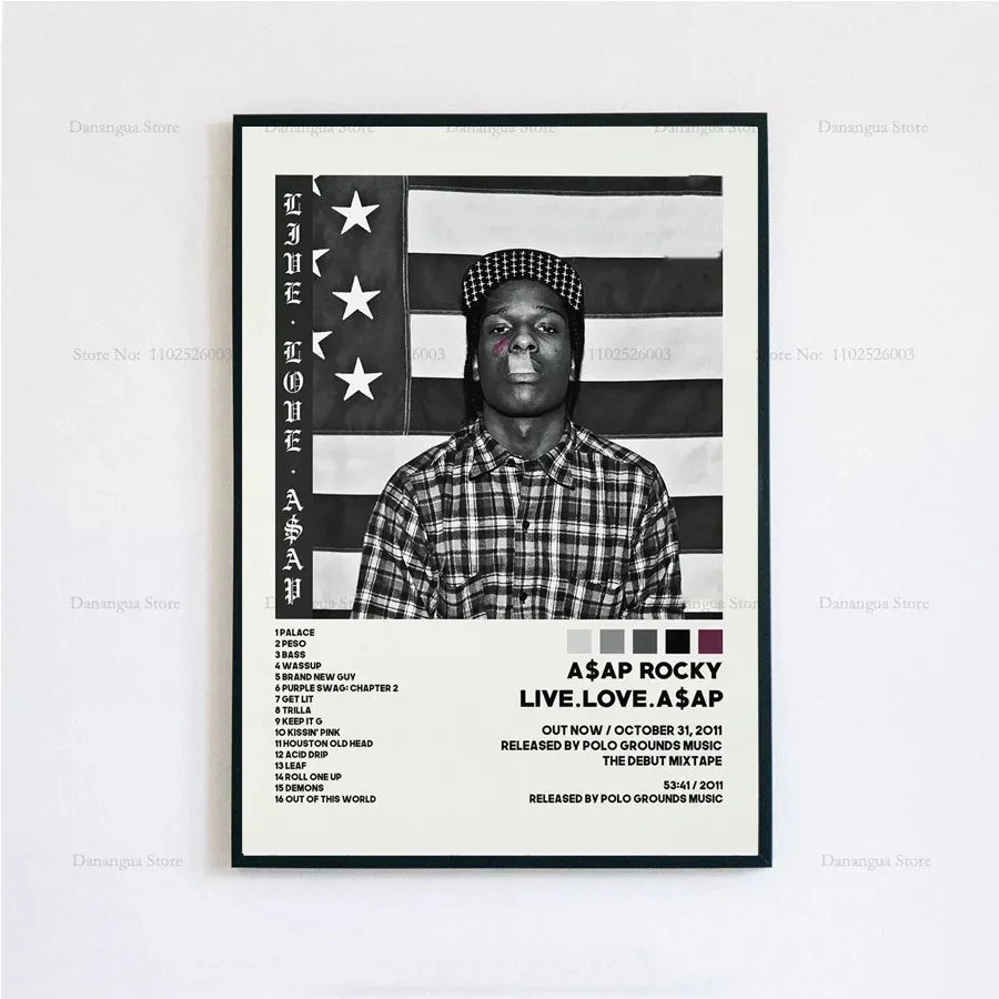 New ASAP Rocky Testing Live Love D.M.B.Tracklist Music Album Cover Poster Prints Wall Art
