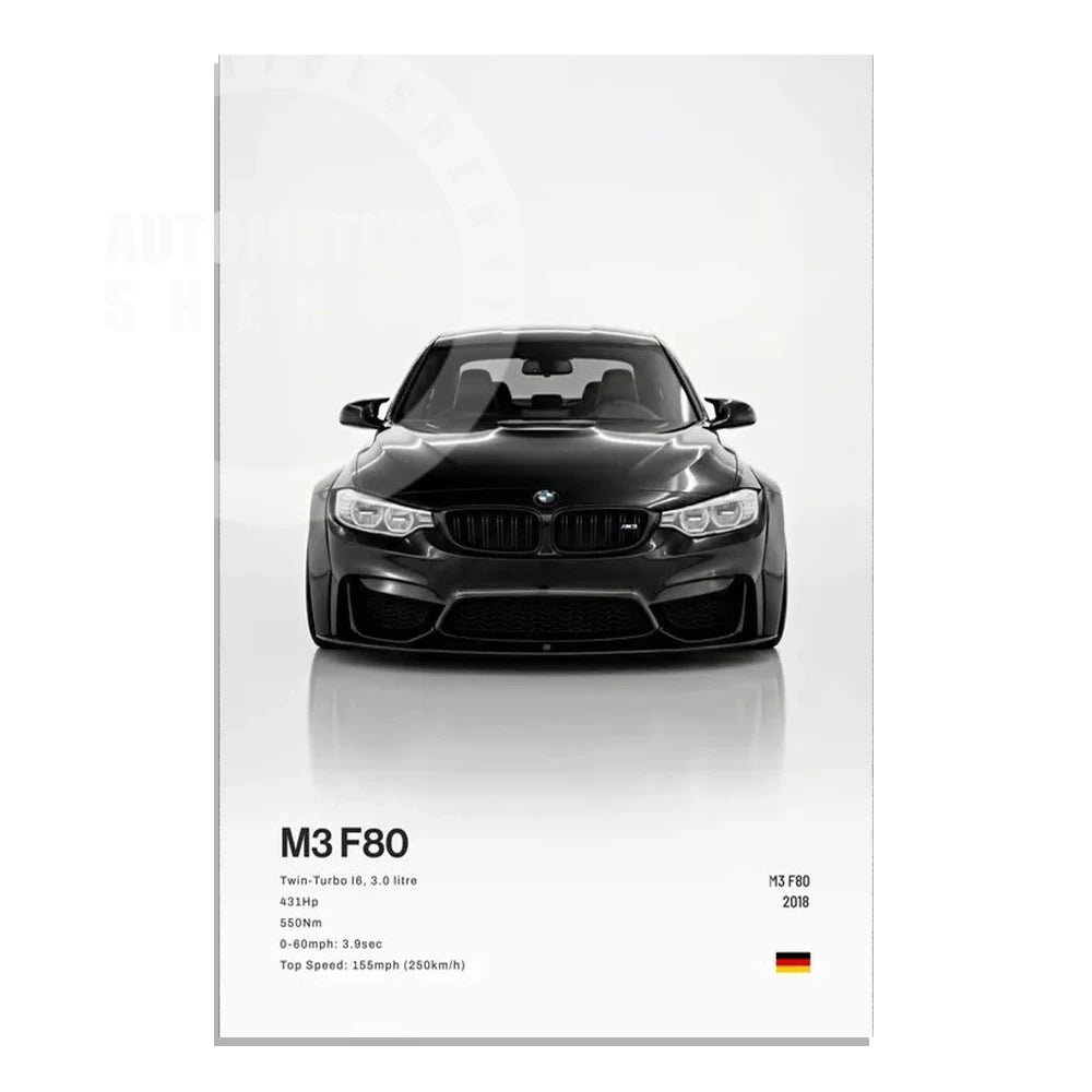 Minimalist Hyper Car Poster - E60 M5 CS M3 G800 911 GT3RSports Car Supercar Canvas