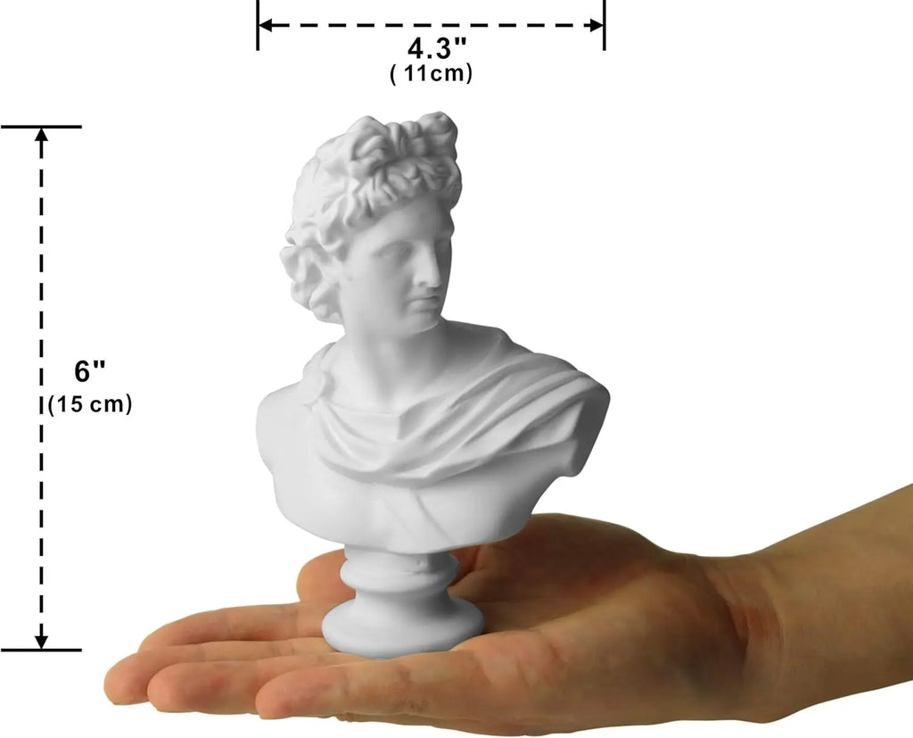 Apollo Bust Greek and Roman Mythology God of Sunlight 6 inch Resin Head Sculpture