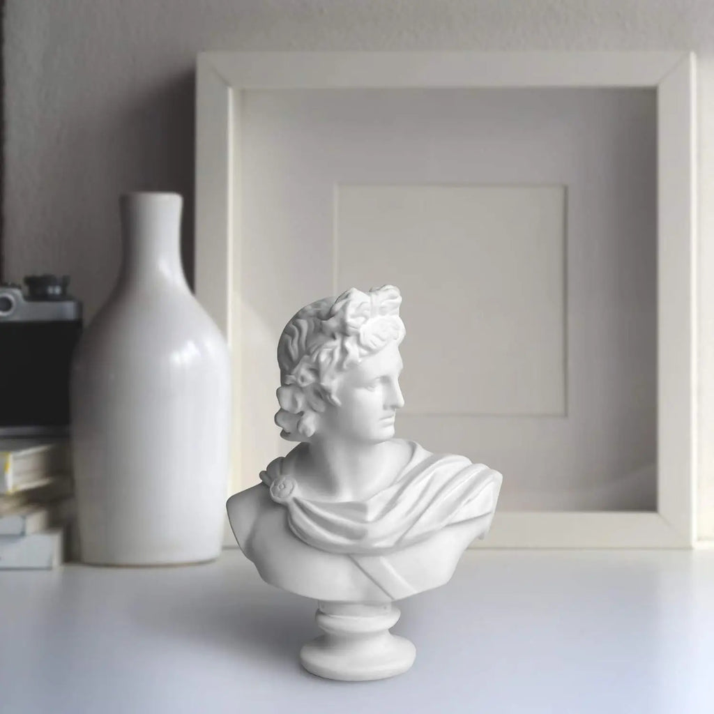 Apollo Bust Greek and Roman Mythology God of Sunlight 6 inch Resin Head Sculpture