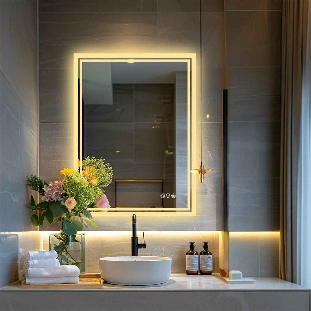 Illuminate LED Backlight Bathroom Mirror Frameless Dimmable Defog Mirror
