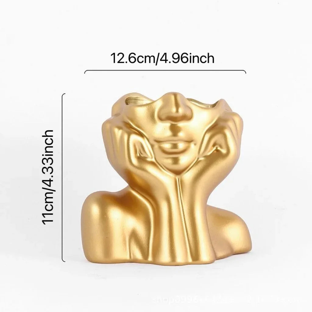 Resin Vase Gold White Black Human Body