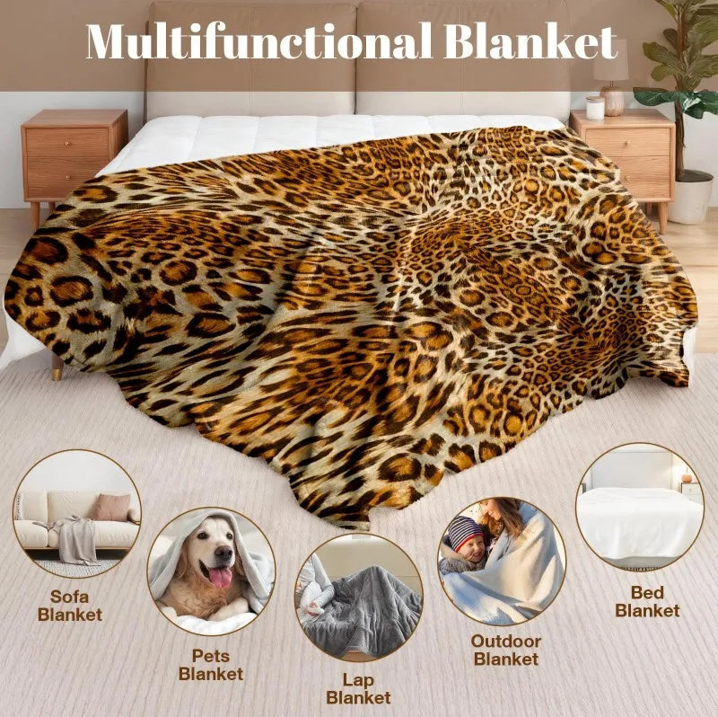 Throw Leopard pattern arts Cow skin pattern Flannel Blanket