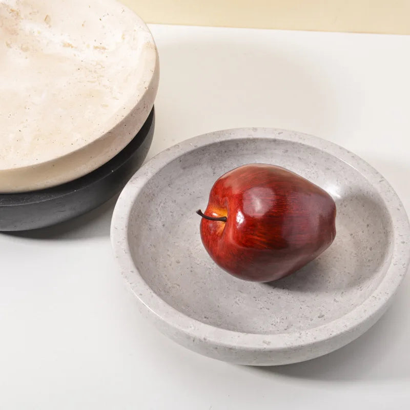 Travertine Stone Fruit Bowl Tray