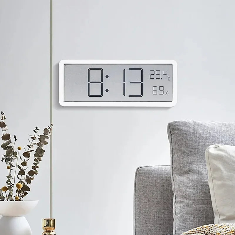 LCD Screen Digital Wall Clock Time Temperature Humidity Time Display