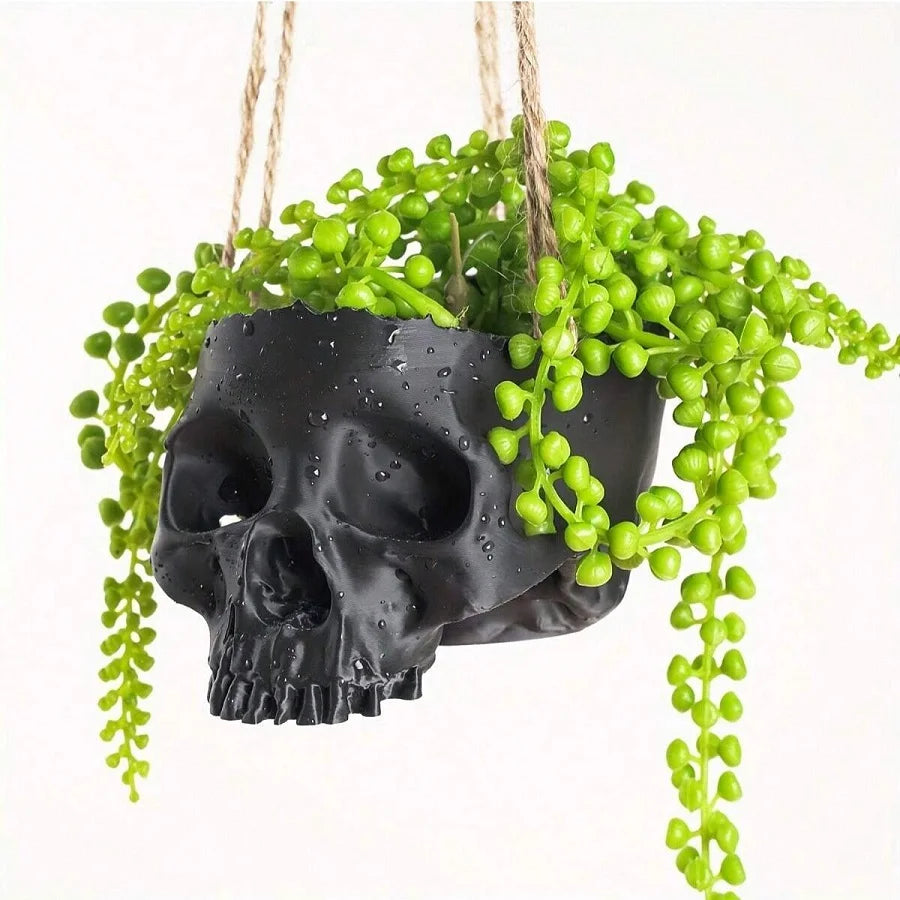 3D printed flowerpot hanging basket skull