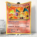 Cartoon Card Pokemon Pikachu Flannel Blanket