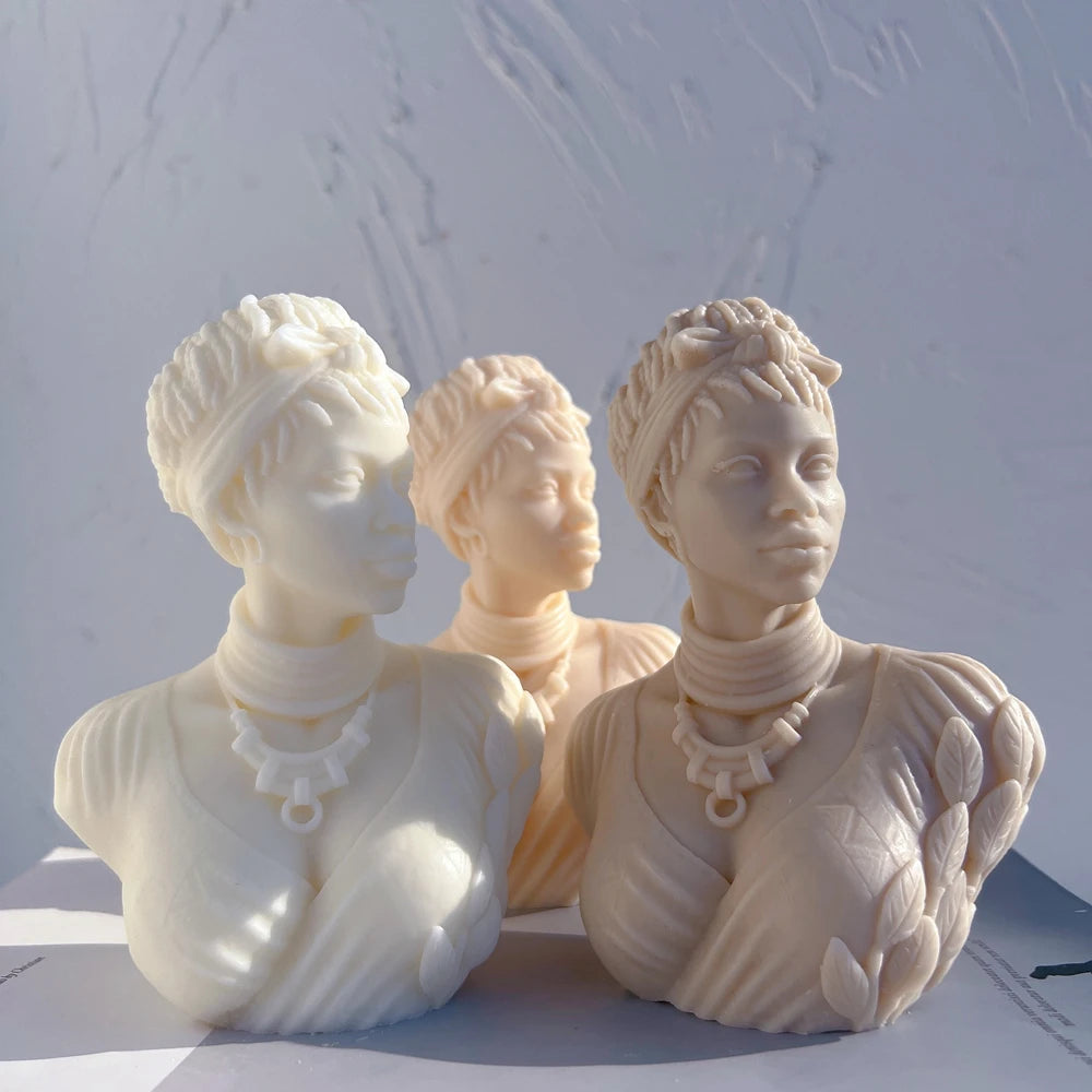 Afro Women Candle Mold African Female Goddess Bust Silicone