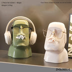 Creative Moai Stone Statue Tissue Box Glasses Holder Head Mounted Earphone Stand