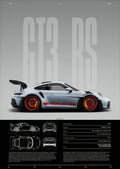 Minimalist 911 GT3-RS 718 GT4 RS Hyper Car Sports Car Supercar Poster
