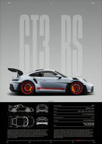Minimalist 911 GT3-RS 718 GT4 RS Hyper Car Sports Car Supercar Poster
