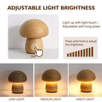 Wooden Mushrooms Night Light Touch Switch Bedroom Bedside Table Lamp