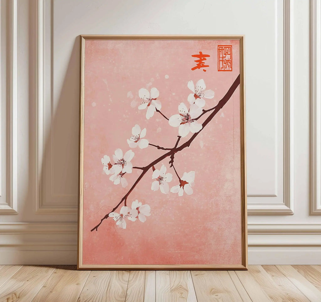 Japanese Red Sun and Pine Tree Print