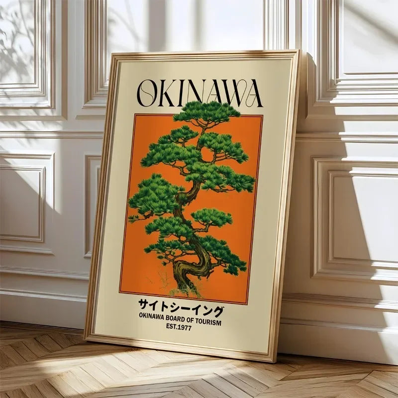 Japanese Retro Okinawa Travel Iconic Trees Canvas Print Poster Vintage Classic Art Print