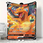 Cartoon Card Pokemon Pikachu Flannel Blanket