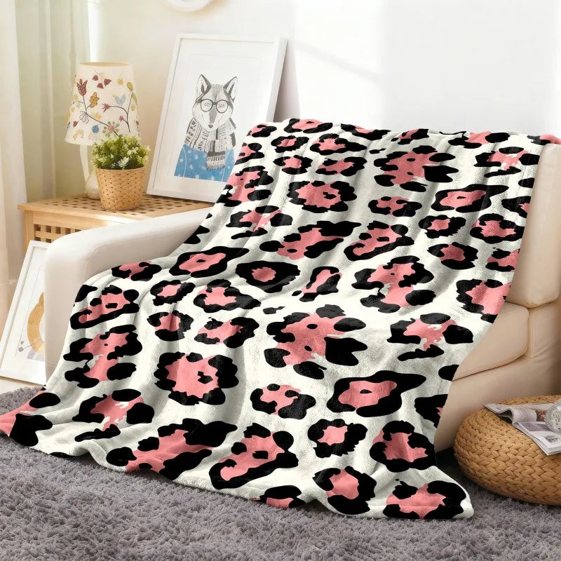 Throw Leopard pattern arts Cow skin pattern Flannel Blanket