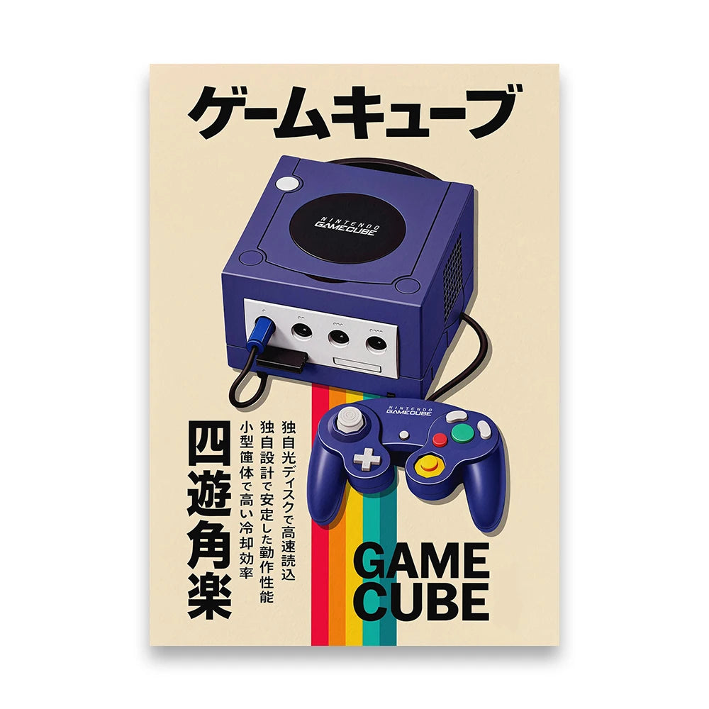 Vintage Gaming Console Canvas Wall Art Print Poster Retro Camera Decorative Painting