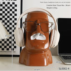 Creative Moai Stone Statue Tissue Box Glasses Holder Head Mounted Earphone Stand