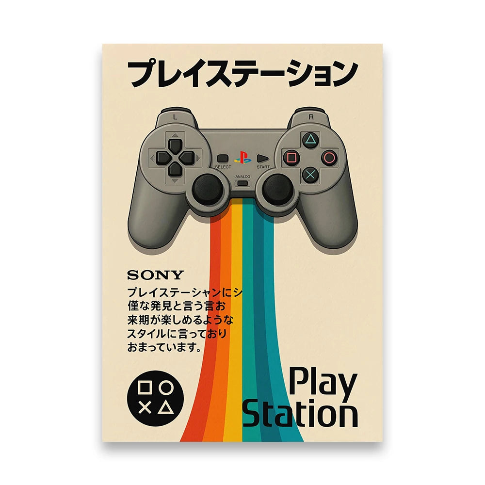 Vintage Gaming Console Canvas Wall Art Print Poster Retro Camera Decorative Painting