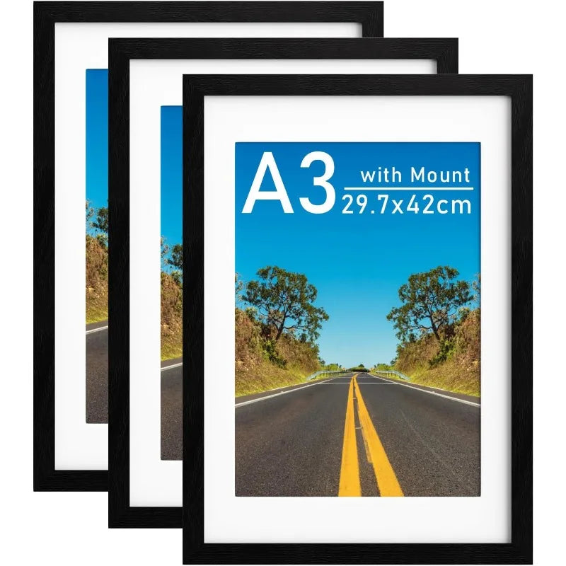 3pcs A3 Wooden Photo Frames for Wall Hanging