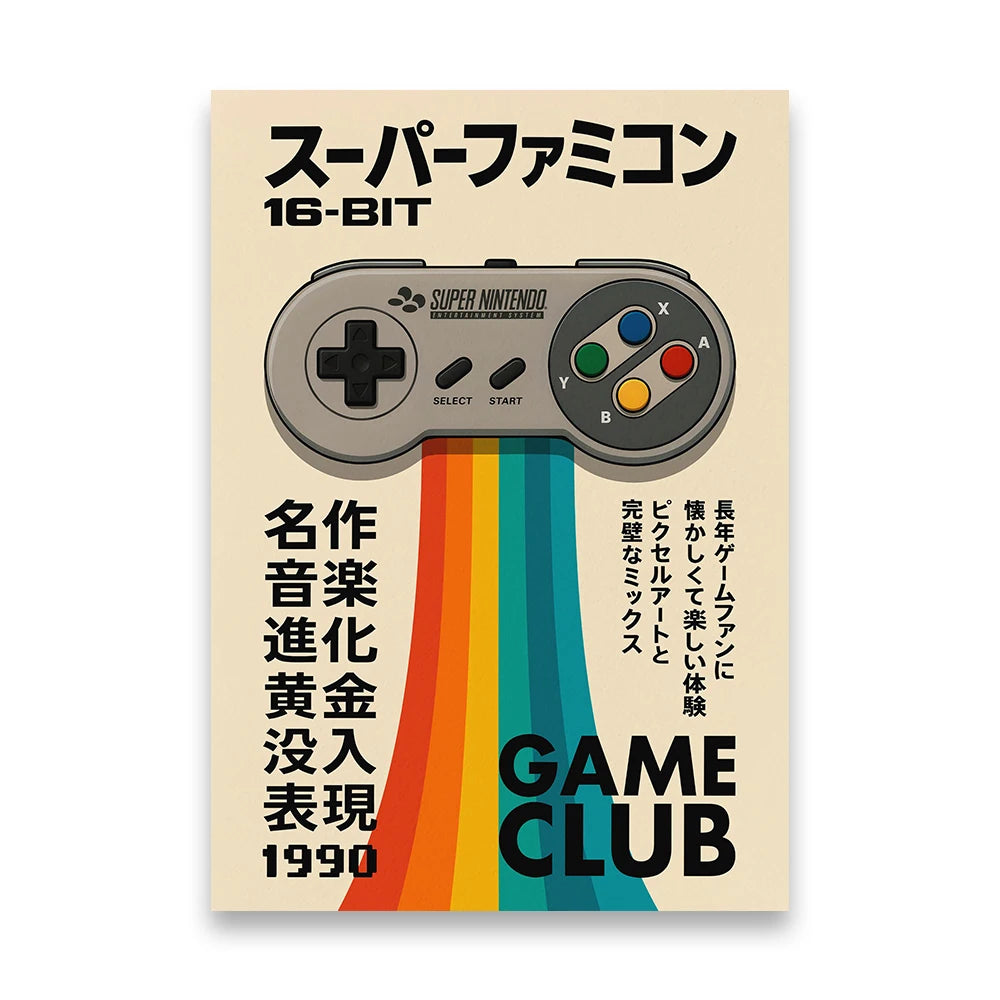 Vintage Gaming Console Canvas Wall Art Print Poster Retro Camera Decorative Painting