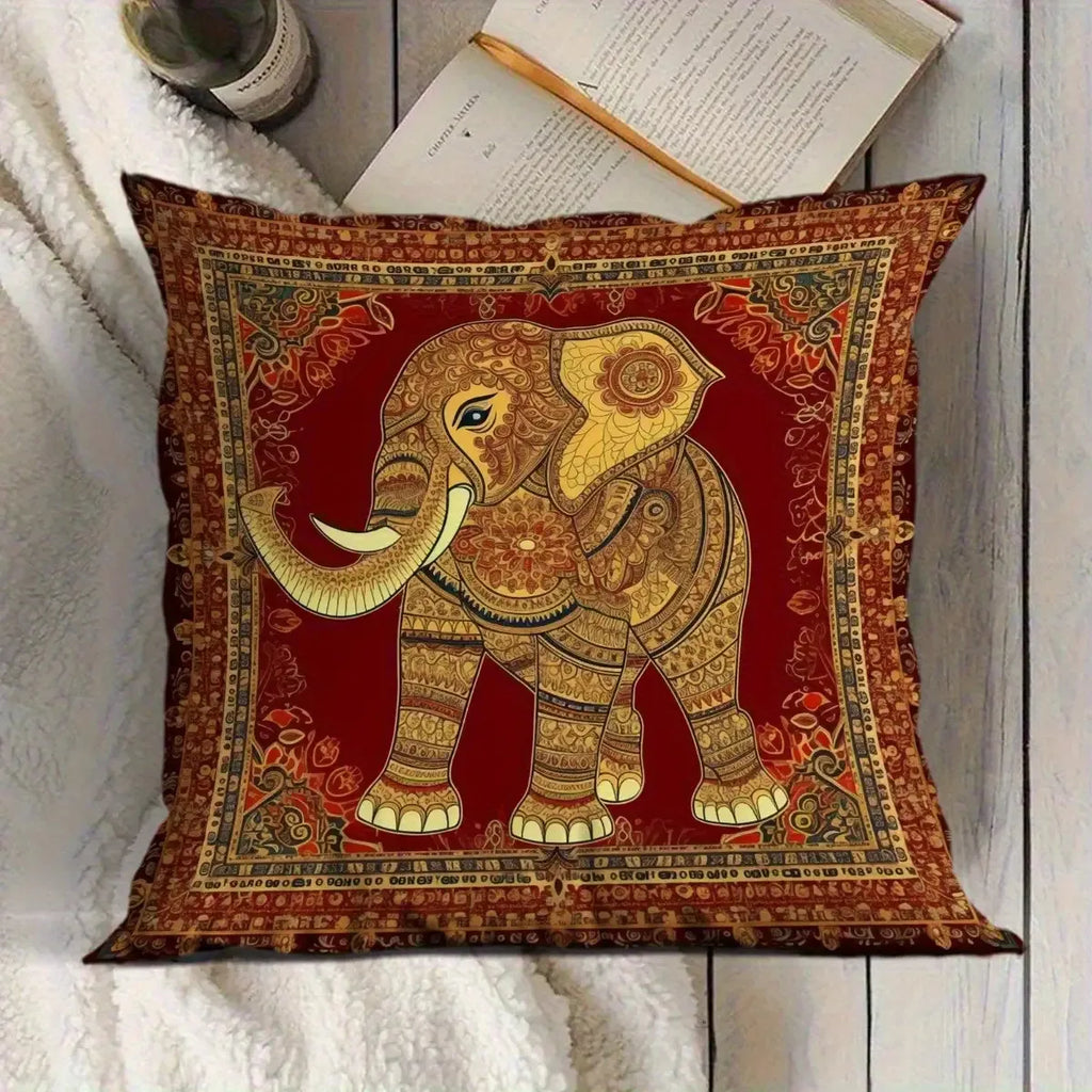 Indian floral elephant pattern pillow cover