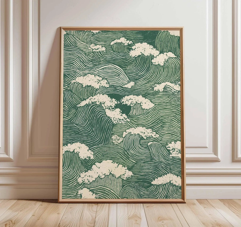 Japanese Red Sun and Pine Tree Print