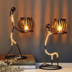 Nordic Metal Candlestick Abstract Character Sculpture