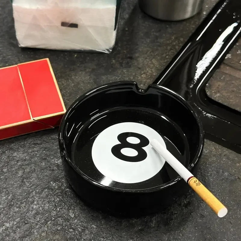 Unique Black Eight Ceramic Ashtray