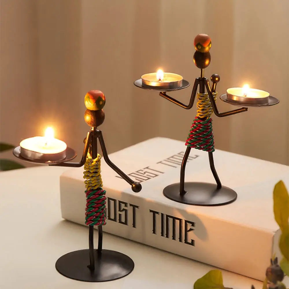 Nordic Metal Candlestick Abstract Character Sculpture
