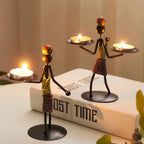 Nordic Metal Candlestick Abstract Character Sculpture