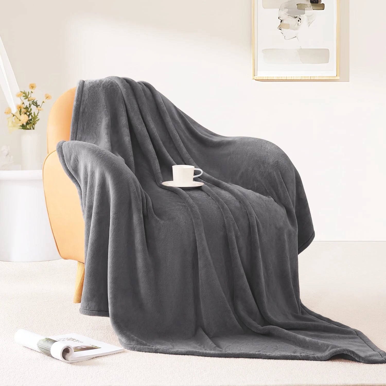 Fleece Blanket Grey Lightweight Blanket