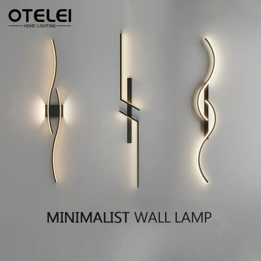Long Strip LED Wall Lamp Modern Remote Control Dimming Living Roomdecor Wall Lamp