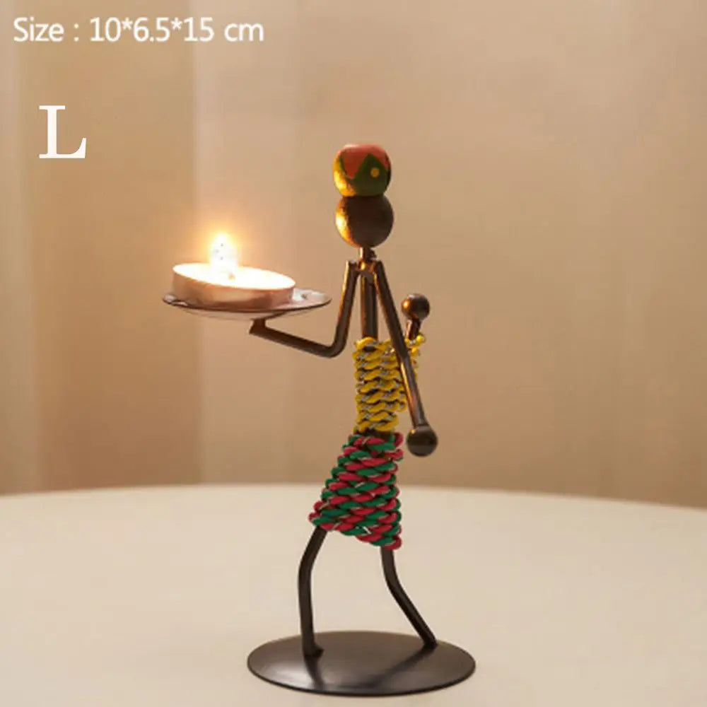 Nordic Metal Candlestick Abstract Character Sculpture